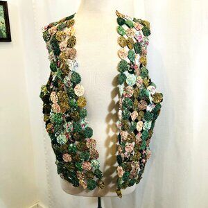 Vintage 1980s Yo Yo Vest Handmade Fashion Size L XL